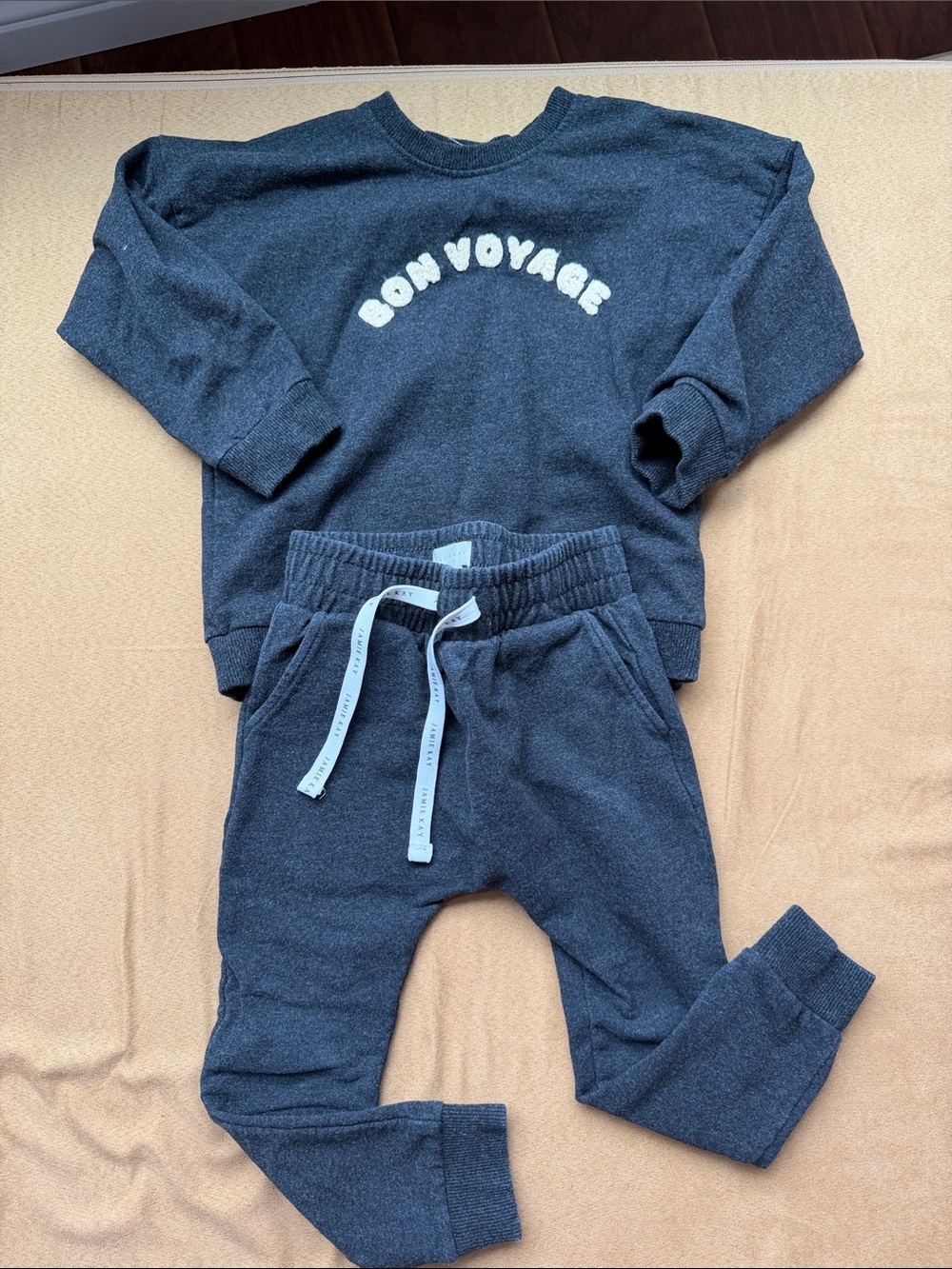 Jamie Kay Kids Charcoal Bon Voyage Sweatshirt and Jogger set size 4